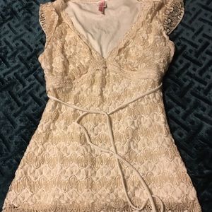 Heart Soul lace and bead overlay top